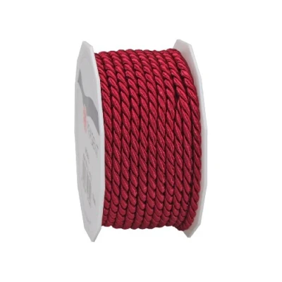 Afbeelding van C.E. Pattberg Mosel gevlochten koord voor geschenken, pakketten en 0,4 cm breed, accessoires decoratie handwerk, scheurvaste tape geschenkverpakkingen (rood, 50 m)