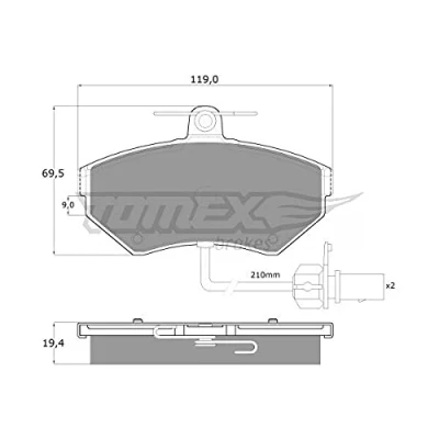 Afbeelding van TOMEX brakes TX 13 121 Remblokkenset Vooras Incl. slijtage waarschuwingscontact AUDI: A4 B7 Avant, B6 Saloon