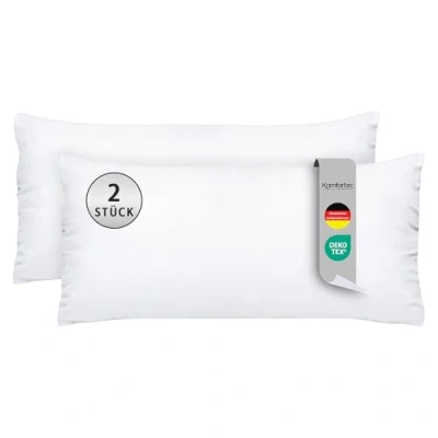 Afbeelding van Komfortec Hoofdkussen 40x80 cm (2 stuks set), Hotelkwaliteit Slaapkussen, Slaapkamer, Wasbaar, Ergonomisch (Wit)