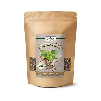 Afbeelding van Biojoy witte peper in biologische korrels (500 g), peperzaden voor molen, zonder toevoegingen (Piper nigrum L.)