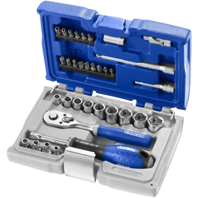 Afbeelding van EXPERT E194672 doppen en hulpstukkenset 1/4 in koffer 34 delig