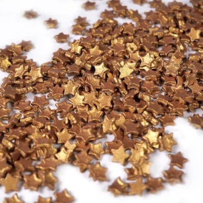 Afbeelding van Streuselheld Gouden chocoladesterren 40 g voor het versieren en decoreren van allerlei soorten gebak zoals cake, koekjes, koekjes suikerstrooi