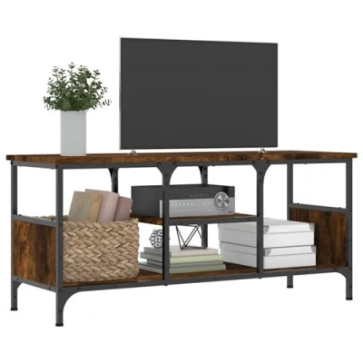 Afbeelding van vidaXL Tv meubel 100x35x45 cm bewerkt hout en ijzer gerookt eikenkleur