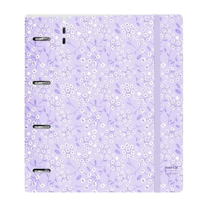 Afbeelding van Ringmap Safta Light purple flowers Paars 27 X 32 4 cm