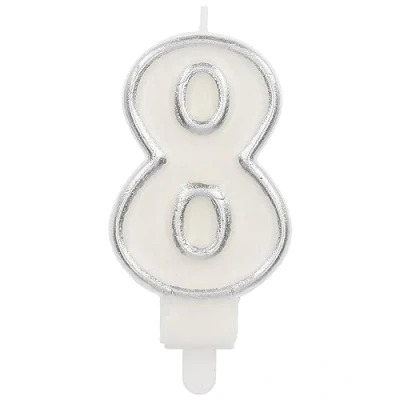 Afbeelding van Folat Kaars cijfer 8 simply chique silver 9 cm