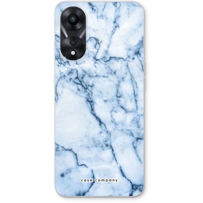 Afbeelding van Case Company® hoesje geschikt voor Oppo A78 5G Blauw marmer Soft Cover Telefoonhoesje Bescherming aan alle Kanten en Schermrand