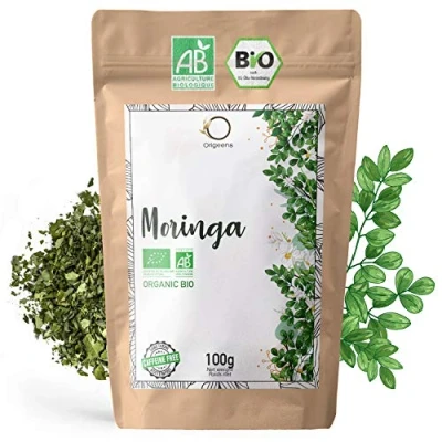 Image de ORIGEENS INFUSION Moringa Bio 100g FEUILLES SECHEES The en vrac sans théine, Tisane Revitalisante