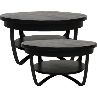 Afbeelding van Home67 Salontafel Cilamon Zwart/Zwart Set van 2