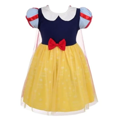 Afbeelding van Lito Angels Kostuum prinses sneeuwwitje met afneembare cape voor baby&#039;s, meisjes, verjaardag, feest, carnaval, vrijetijdskleding, zomer, maat 6 12 maanden (etiket van stof 80)