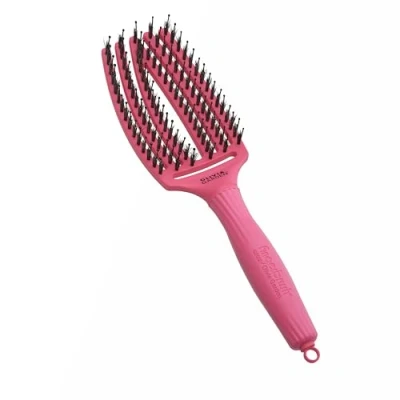 Image de Olivia Garden Fingerbrush Care Iconic Medium Hot Pink Brosse Démêlante en Poils de Sanglier &amp; Nylon pour Cheveux Sains et Brillants