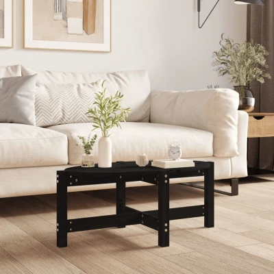 Afbeelding van Salontafel 87x48x35 cm massief grenenhout zwart