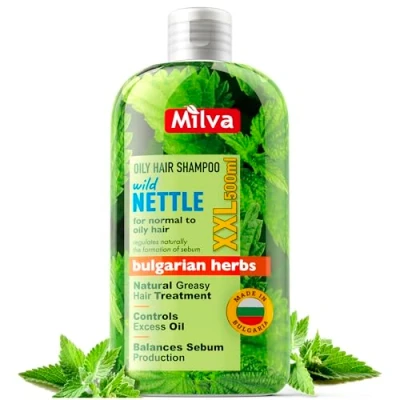 Afbeelding van Milva Brennessel shampoo voor vet haar en hoofdhuid, natuurlijke volumeshampoo mannen vrouwen, sulfaatvrije haar, vettige wortels droge punten