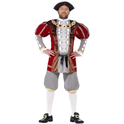 Afbeelding van Smiffy&#039;s Koning Prins &amp; Adel Kostuum Engelse Henry Vii Luxe Man Rood XL Carnavalskleding Verkleedkleding