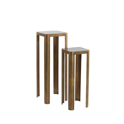 Afbeelding van Oxe pilaar set van 2 antiek brons/smoked glas