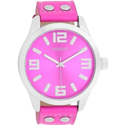 Afbeelding van Oozoo Timepieces Analoog dameshorloge met leren armband, rond, elegant, hoogwaardig, Armband