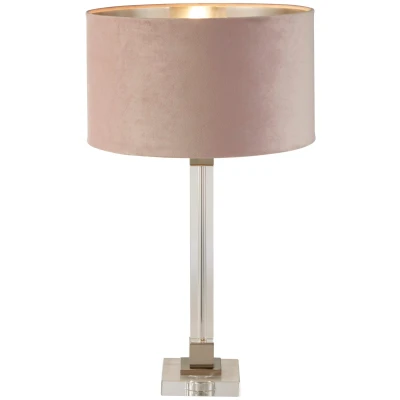 Afbeelding van Searchlight Scarborough Tafellamp Ø 38 X 67 Cm Satijn Nikkel, Zilver En Roze