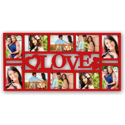 Afbeelding van ZEP Kunststof Multi Fotolijst Reus Rood voor foto 10 foto&#039;s 10x15 (afmeting 67,5x33,5 cm) XB5055R