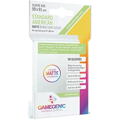 Image de Gamegenic : Sachet de 50 protège cartes mate 4,6 x 7,1 cm Standard American green