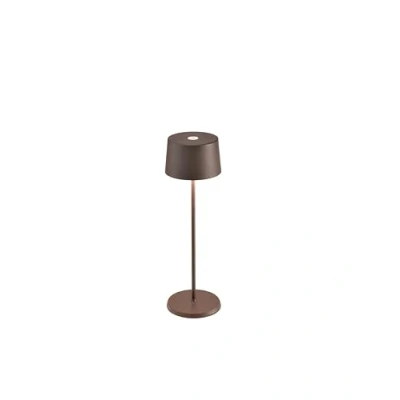 Afbeelding van Zafferano, Olivia Pro lamp, draagbare en oplaadbare tafellamp met touch bediening, geschikt voor woonkamer buiten, dimmer 2700 3000 K, hoogte 35 cm, kleur Corten