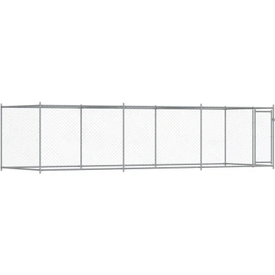 Afbeelding van vidaXL Hondenhok met deur 6x2x1,5 m gegalvaniseerd staal grijs