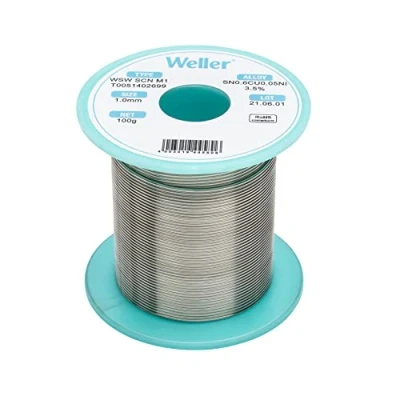 Afbeelding van Weller WSW SCN M1 (T0051402699) Loodvrije soldeerdraad, Ø 1,0 mm, legering Sn99.3Cu0.6Ni0.05, flux 3,5%, 100g, zilver