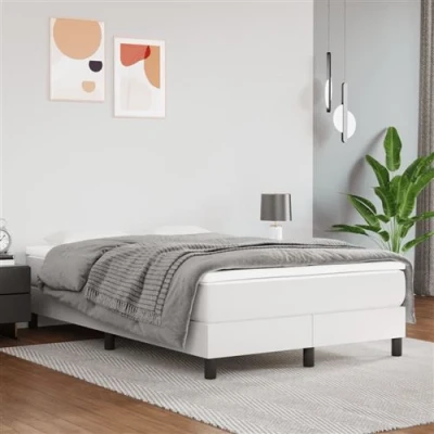 Image de vidaXL Sommier à lattes de lit avec matelas Blanc 120x200cm Similicuir