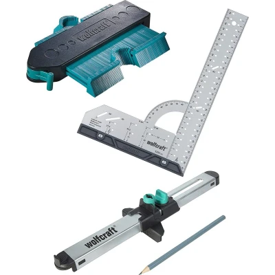 Afbeelding van wolfcraft 6976000 Laminaat legset 3 delige set met verstekhaak contourmal laminaatinpasser