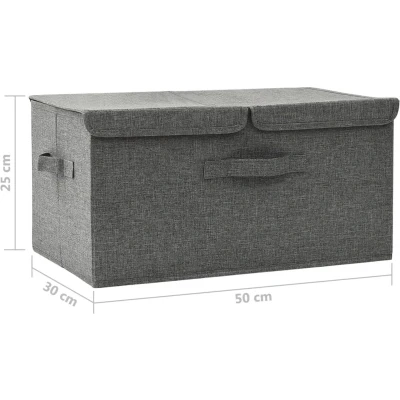 Afbeelding van Opbergboxen 2 st 50x30x25 cm stof antracietkleurig