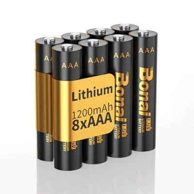 Afbeelding van BONAI 8 stuks AAA lithiumbatterijen, 1,5 V, 1200 mAh, duurzame en lekvrije batterijen, voor zaklamp, speelgoed, afstandsbediening