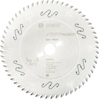 Image de BOSCH 2608642112 lame de scie circulaire Top Precision Best for Wood, 250 x 30 3.2 mm, 60T