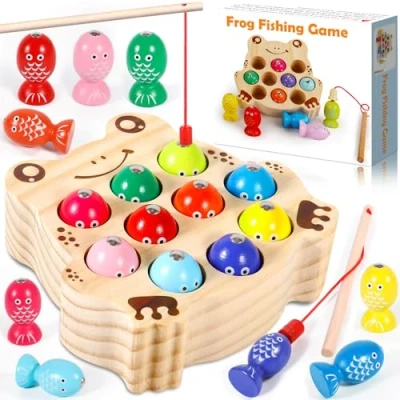 Afbeelding van ZLPBAO Montessori spellen voor kinderen van 2 jaar, speelgoed, magnetisch visspel, activiteit cadeau jongens en meisjes, visspel hout,