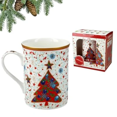 Afbeelding van Carmani Kerstmok, feestelijke mok voor thee, koffie, warme chocolademelk, versierd met kerstthema, 375 ml