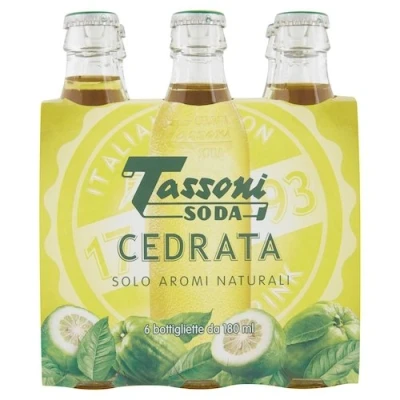Afbeelding van Tassoni Cedrata Set van 25 glazen flessen voor Italiaanse frisdrank, zoete citroen aperitief, 180 ml
