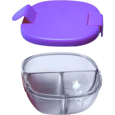 Afbeelding van Yumbox Snack bowl 3 vakjes lekvrij eenvoudig te openen Hazy Purple