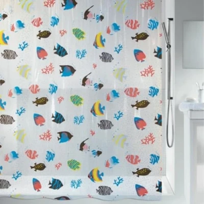 Image de Spirella 10.21960 rideau de douche fish multicolor vinyl 180 x 200 cm