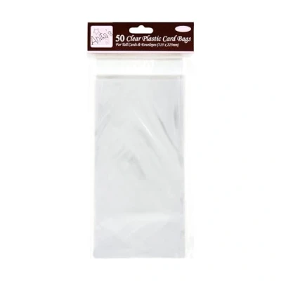 Afbeelding van Anita&#039;s 50 stuks grote plastic kaartzakken, 115 x 225 mm, transparant, voor thuis, kunst, handwerk, kaarten maken