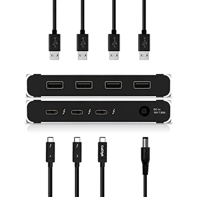 Afbeelding van CalDigit Thunderbolt 4 Element hub, universele multi poort x 4/USB4 poorten, USB 3.2 Gen2 10 Gb/s Single display tot 8K of Dual 4K 60Hz displays, 60W oplaadkabel van 0,8 m