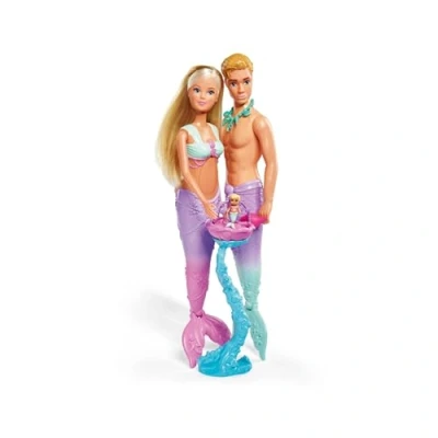 Afbeelding van Simba 105733524 Steffi Love Zeemeermin Familie Zwangere Pop met Kevin in babybed 29 cm Speelpop voor kinderen vanaf 3 jaar