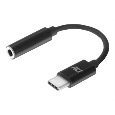 Image de ACT USB C vers adaptateur de prise casque mini phone stereo 3.5 mm femelle pour 24 pin mâle 11 cm noir