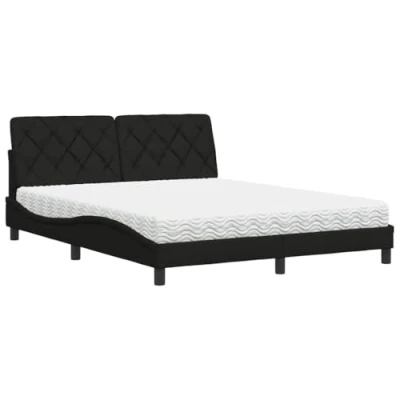 Afbeelding van vidaXL Bed met matras stof zwart 160x200 cm