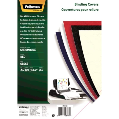Afbeelding van Fellowes schutbladen Chromolux glanzend, rood A4 100pk