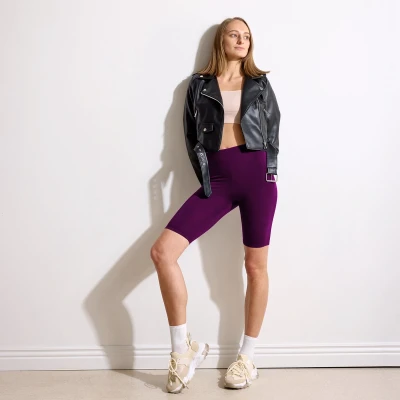 Afbeelding van Merry Style MS MS10 145 LE Dames Leggings Sport Vrijetijdsbroek Kort Viscose Sporbroek Yogabroek Pruim M