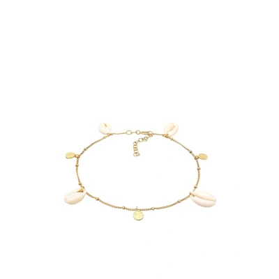 Afbeelding van Elli Cowrie Shell Enkelbandjes goldcoloured, Dames, Maat: 22, Gold coloured
