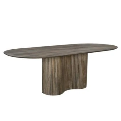 Afbeelding van Eettafel Ovaal 300cm Bruine Tafel Mangohout Japandi Stijl Ava Giga Meubel