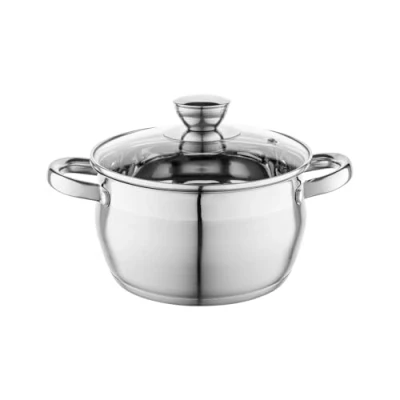 Afbeelding van FLORINA Roestvrijstalen kookpan (3,4 l), diameter 20 cm, van roestvrij staal met glazen deksel, voor inductie, alle warmtebronnen, vaatwasmachinebestendig