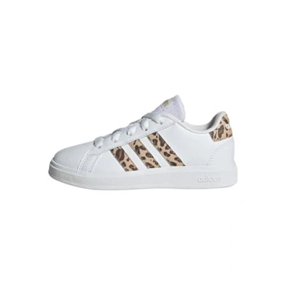 Afbeelding van adidas Grand Court 2.0 K Sneakers, uniseks, kinderen, Cloud White / Magic Beige Goud
