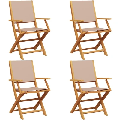 Afbeelding van vidaXL Tuinstoelen 4 st inklapbaar stof en massief hout taupe