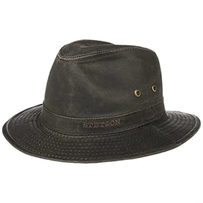 Afbeelding van Stetson Vagabunden Traveller Herenhoed, avontuurhoed, katoen, met uv bescherming 40+, outdoorhoed, vintage stijl, katoenen hoed voor zomer/winter, zonnehoed, Bruin