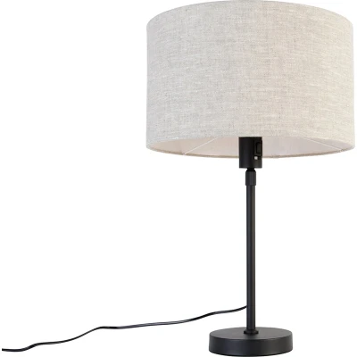 Afbeelding van QAZQA Tafellamp zwart verstelbaar met kap lichtgrijs 35 cm Parte