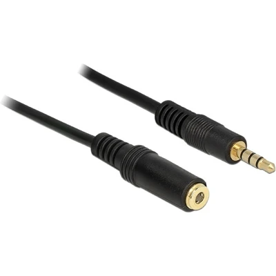 Afbeelding van 3,5mm Jack 4 polig audio/video verlengkabel AWG24 / zwart 1 meter